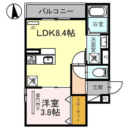 THE CROSS(1LDK/2階)の間取り写真