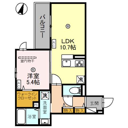 バレンティア(1LDK/2階)の間取り写真