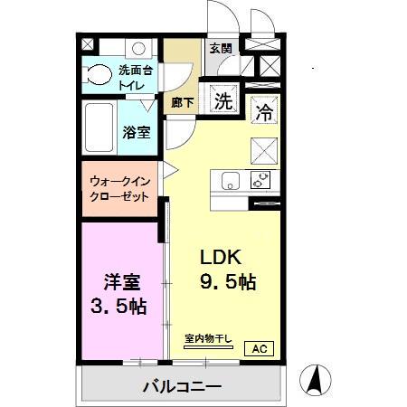 憩ハイツ(1LDK/1階)の間取り写真