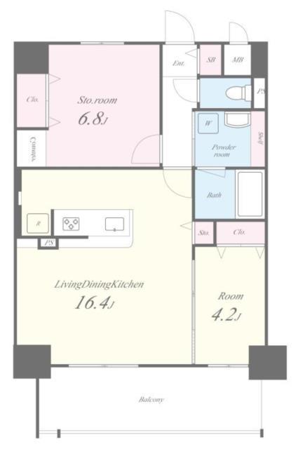 ラ フィエスタ新神戸(1SLDK/10階)の間取り写真