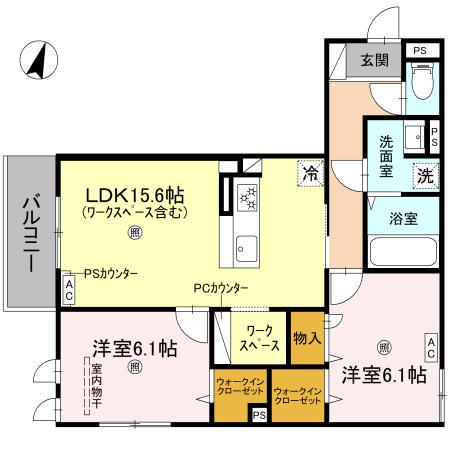LA MAISON 高羽町(2LDK/3階)の間取り写真