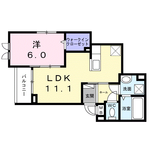 マリエレイラニ(1LDK/2階)の間取り写真