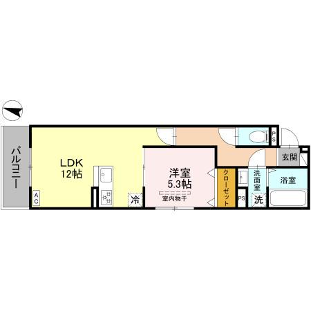 NOBLE TERRACE中山手(1LDK/2階)の間取り写真