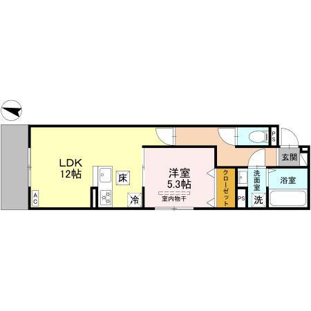 NOBLE TERRACE中山手(1LDK/1階)の間取り写真