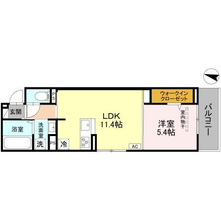 NOBLE TERRACE中山手(1LDK/2階)の間取り写真