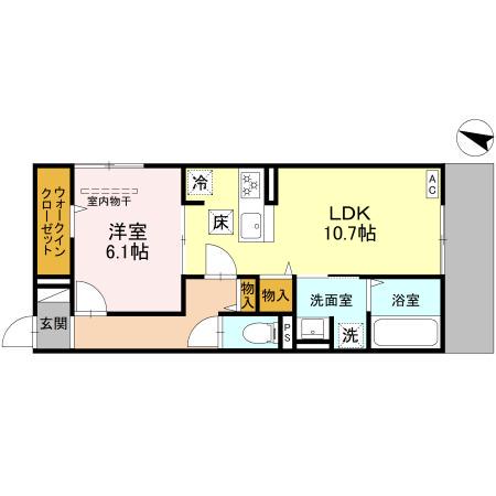 NOBLE TERRACE中山手(1LDK/1階)の間取り写真
