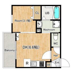 ココングランジュール芦屋西2 入居日可能(1DK/2階)の間取り写真