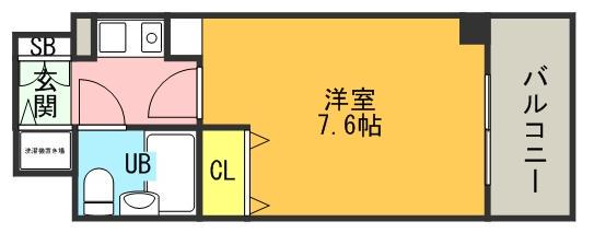 ライオンズマンション三宮東第2(ワンルーム/6階)の間取り写真