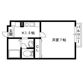 セジュール西代Ⅱ(1K/2階)の間取り写真