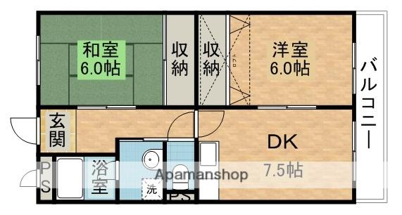 サントレージュ南町A棟・B棟(2DK/2階)の間取り写真