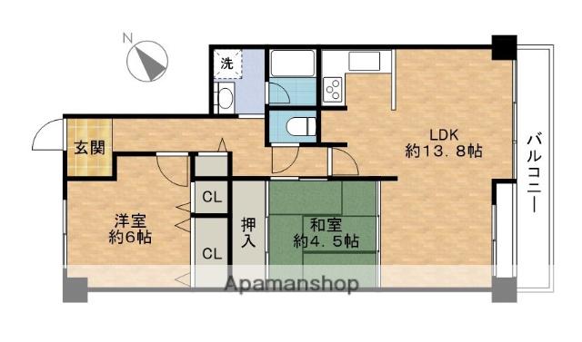 エスペランス幸陽台(2LDK/8階)の間取り写真