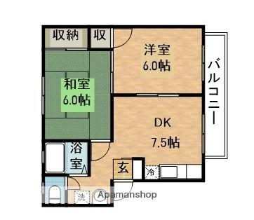 北六甲台ハイツ(2DK/2階)の間取り写真