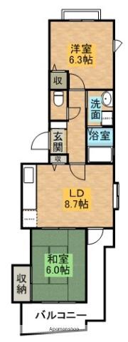 エスポワール花山台Ⅱ(2DK/2階)の間取り写真