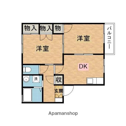 リトルフィールドA・B・C棟(2DK/2階)の間取り写真