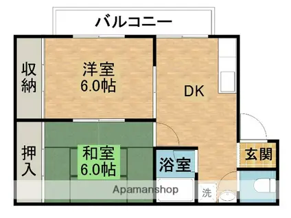 谷田有馬マンション(2DK/4階)の間取り写真