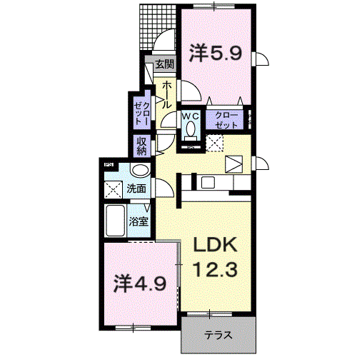 サンリットⅡ(2LDK/1階)の間取り写真