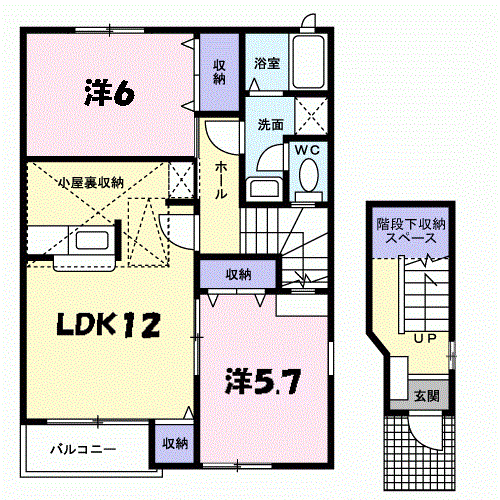 エレガントⅢ(2LDK/2階)の間取り写真