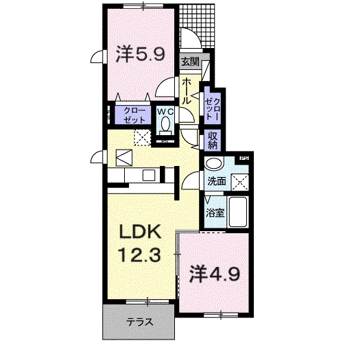サンリットⅠ(2LDK/1階)の間取り写真
