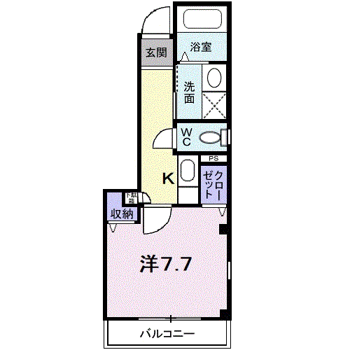 フィオーレ橘(1K/1階)の間取り写真