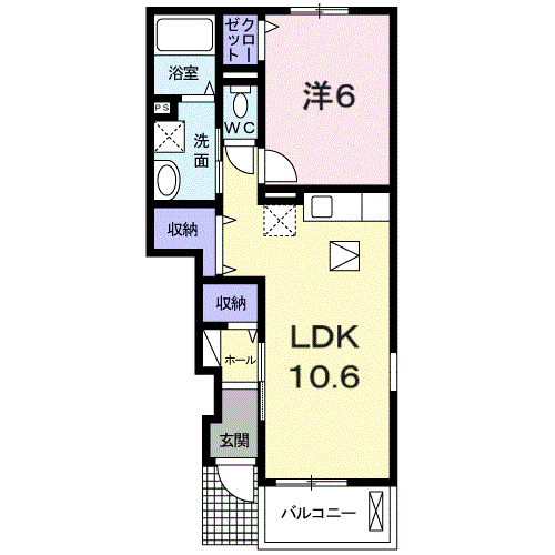 コリーヌ・ラ・メゾン(1LDK/1階)の間取り写真