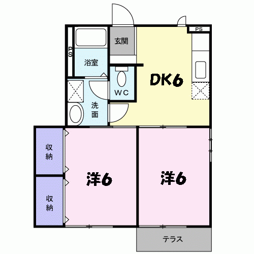 パルテ-ル2(2DK/1階)の間取り写真