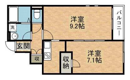 クレイノARINOⅡ(1LDK/1階)の間取り写真