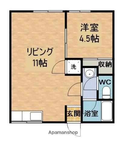 BLANCUBE大池(1LDK/2階)の間取り写真