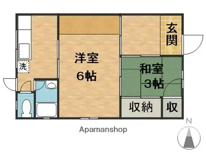 神戸市海岸線 駒ケ林駅 徒歩2分 1階建 築89年(2DK)の間取り写真