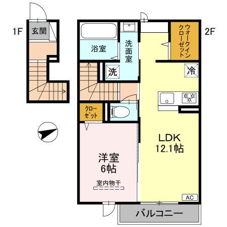 D-ROOM三田市南が丘1丁目(1LDK/2階)の間取り写真