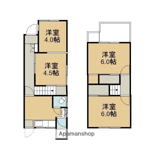 神戸電鉄有馬線 鈴蘭台駅 徒歩11分 2階建 築57年(3DK)の間取り写真