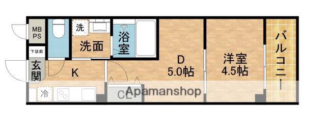 ザ・スカイレジデンス(1DK/1階)の間取り写真