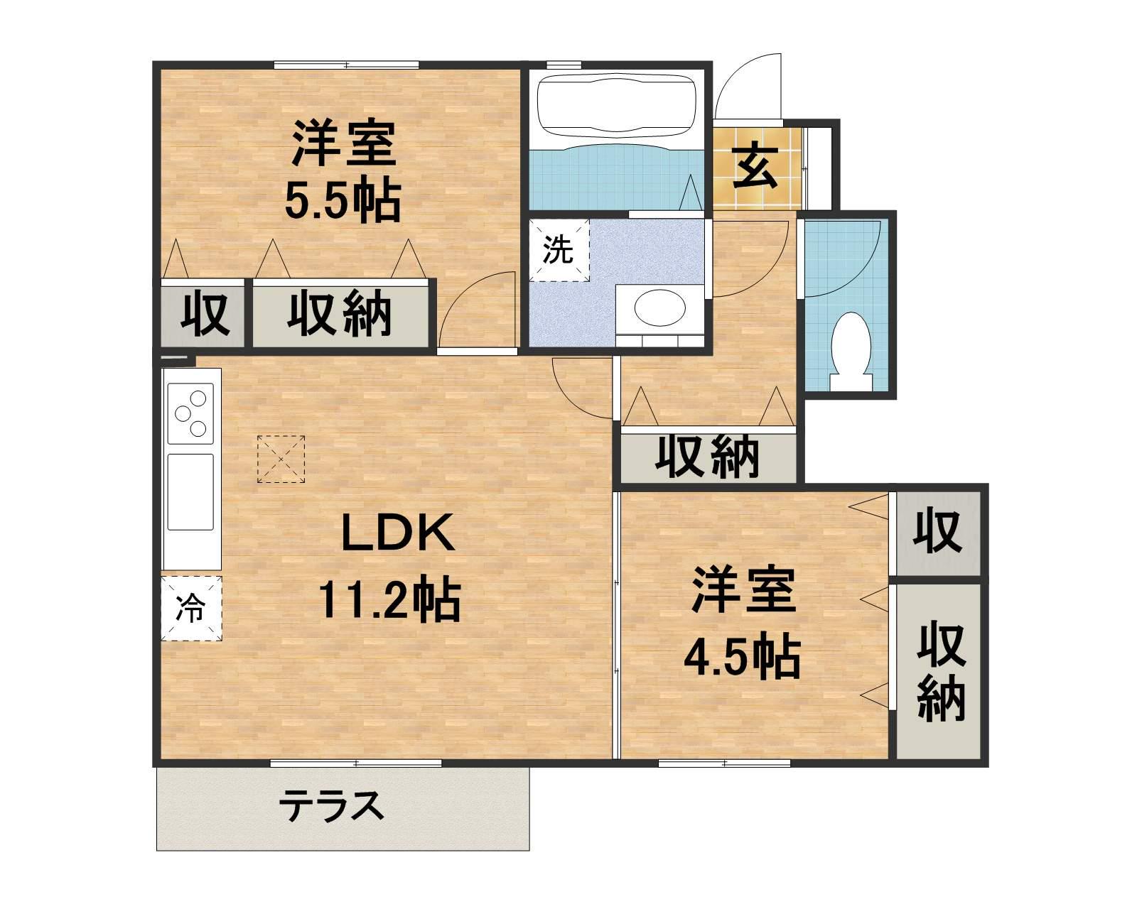 シュエットメゾン(2LDK/1階)の間取り写真