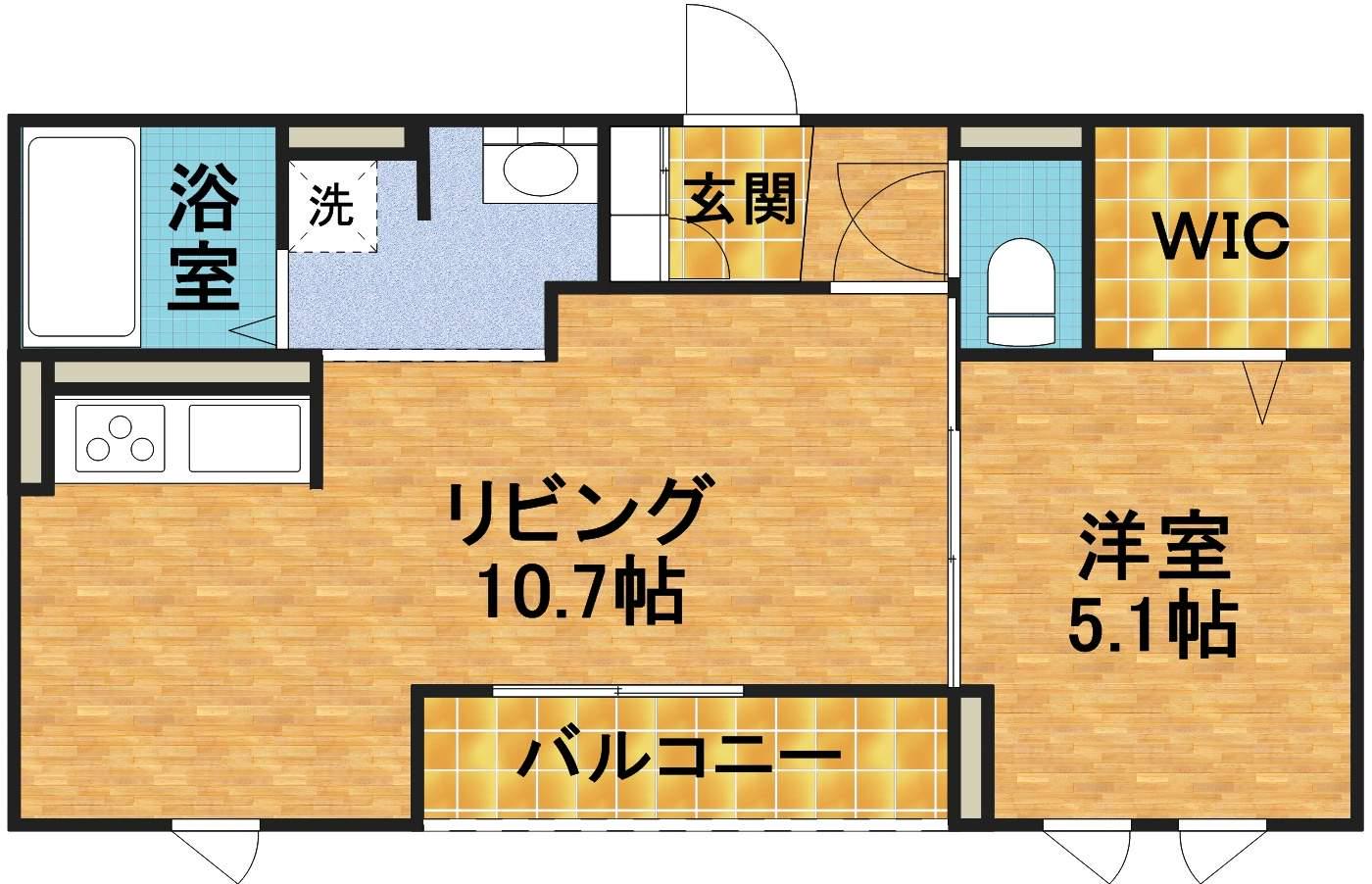 ラフィシア(1LDK/3階)の間取り写真