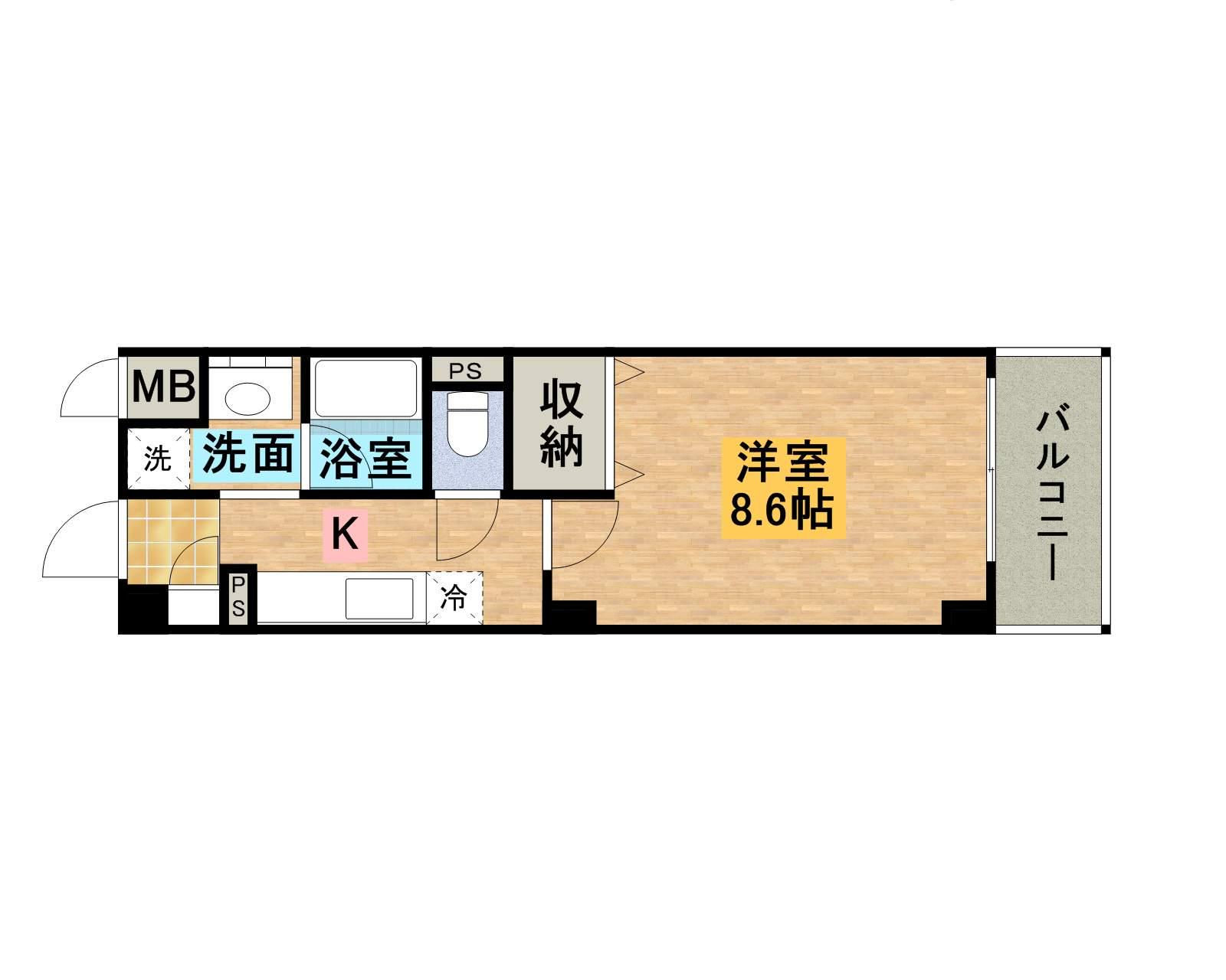 サンシャイン北神戸(1K/2階)の間取り写真