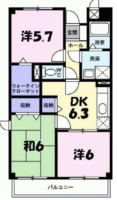 メゾンシャルマン(3DK/2階)の間取り写真