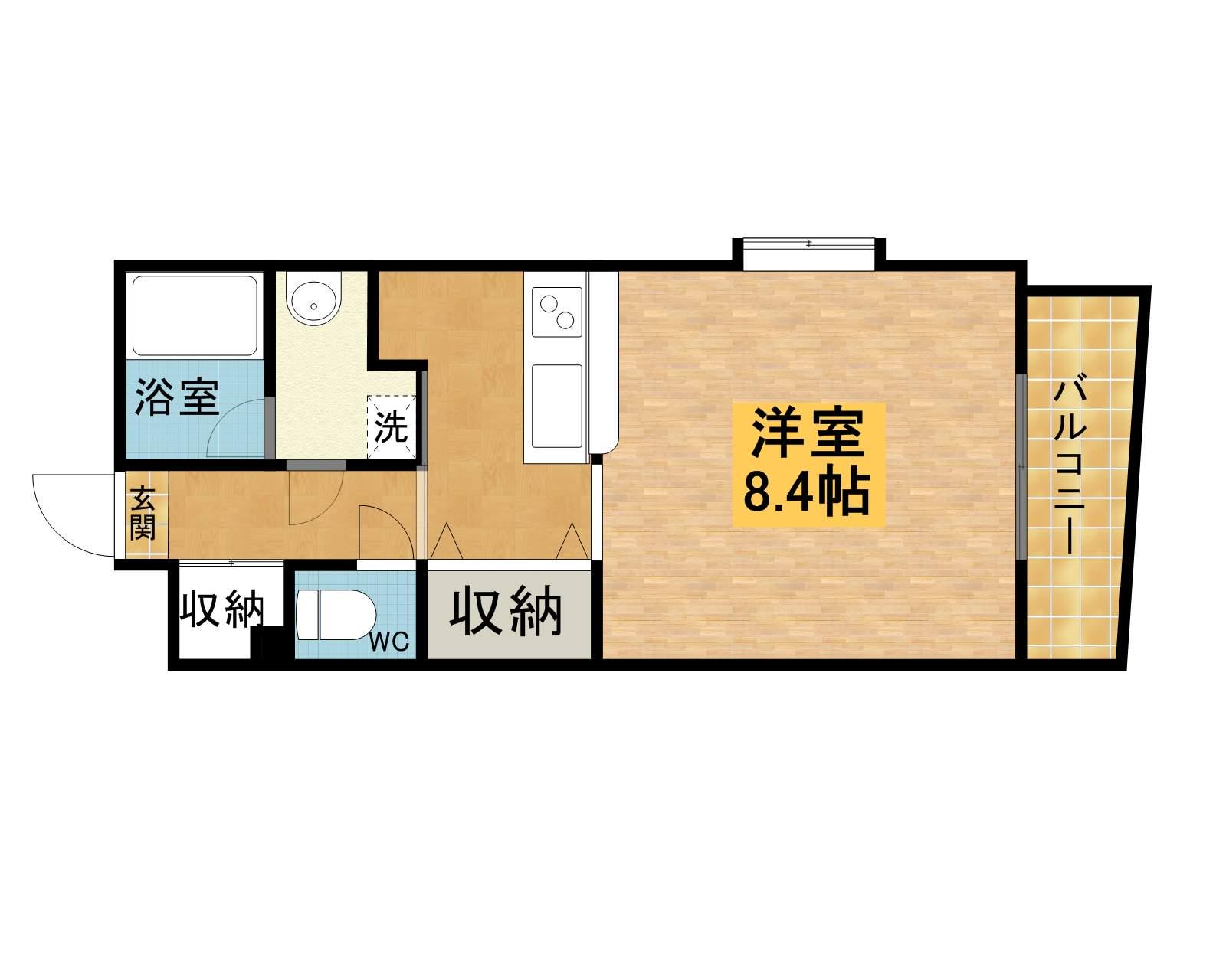 クラスト30(1K/1階)の間取り写真