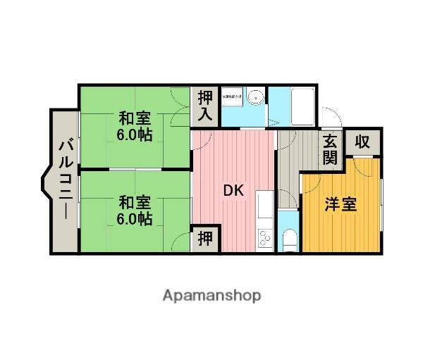 セフィラSAINOC棟(3DK/1階)の間取り写真
