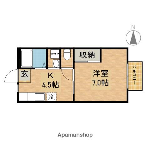 CREA園田(1DK/2階)の間取り写真