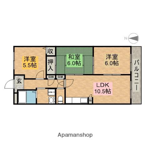 エクレール 東園田(3LDK/3階)の間取り写真