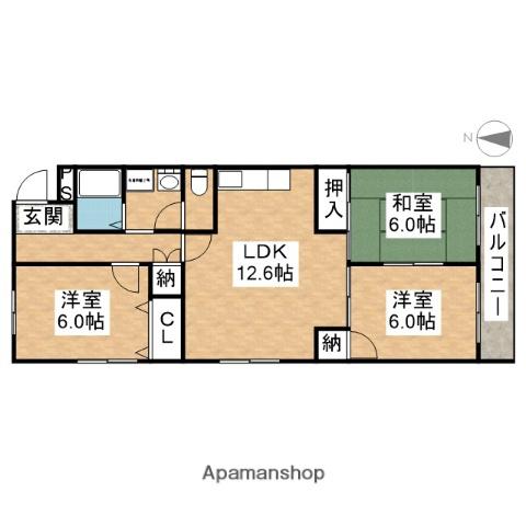 エクレール 東園田(3LDK/2階)の間取り写真