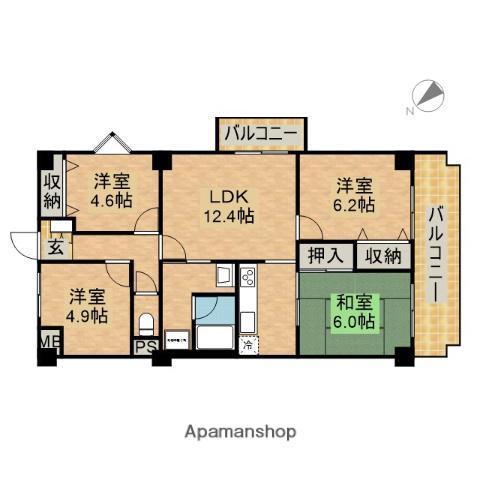 サニーハウス西豊中壱番館(4LDK/5階)の間取り写真