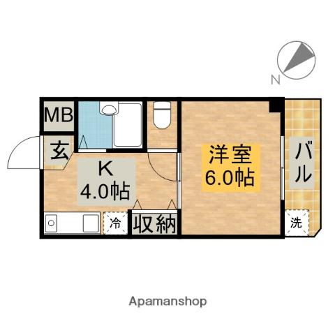 クレメント園田(1K/1階)の間取り写真