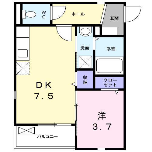 ベル スクェア(1DK/2階)の間取り写真