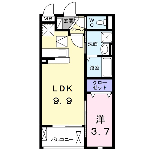 ローレルパーク(1LDK/1階)の間取り写真