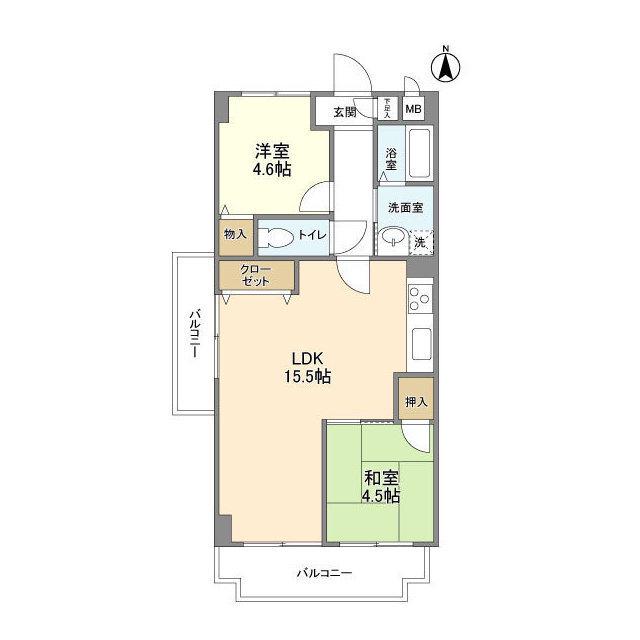 エムグランツ二番館(2LDK/3階)の間取り写真