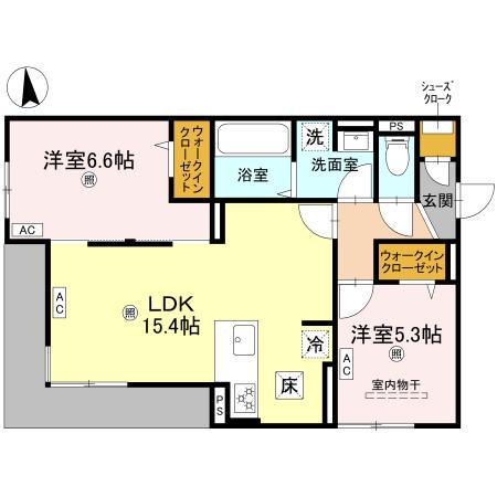 ARMOJOUR SOIR(2LDK/1階)の間取り写真