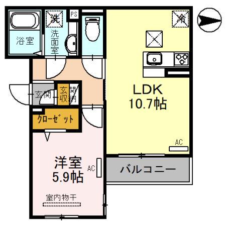 ル・プランタン(1LDK/1階)の間取り写真