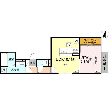 METEOR GRAND(1LDK/1階)の間取り写真