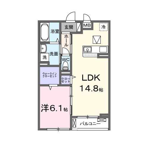 リヴァーサイド ヴィラ(1LDK/1階)の間取り写真