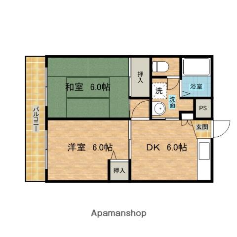 近松サンハイツ(2DK/2階)の間取り写真